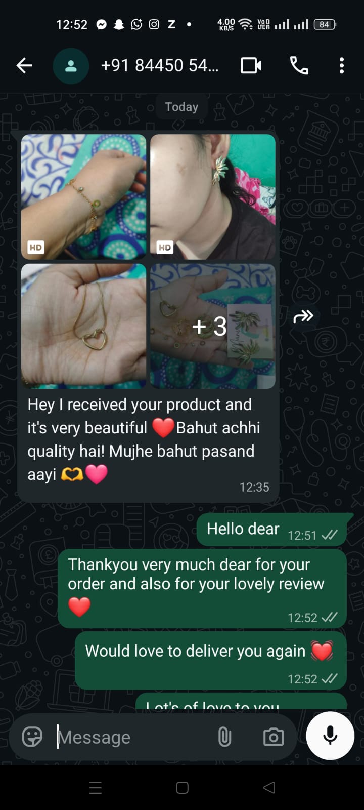 Customer review - received the order, very beautiful and great quality